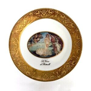 Vintage Limoges France  Decore a La Main Trinket Dish La Venere di Botticelli
